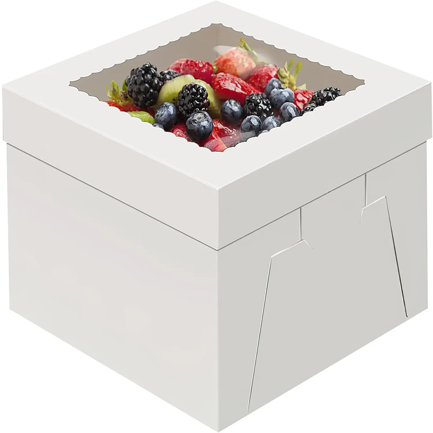 Cake Boxes 12 Inch, Disposable Cake Transport Container, Cake Carrier, White Cake Holder with Large Window, for Bakery Cookies Pies Cupcakes Pastry