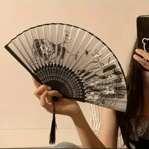 Ancient Chinese Tassel Fan - Asian Style Folding Hand Fan | Hanfu Qipao Accessory - Portable Dance Fan - Wedding Fan | Home Decor,New Classical Folding Fan Photography Prop, Ancient Bamboo Handheld Dance Fan, Craftsmanship Foldable Decorative Accessory