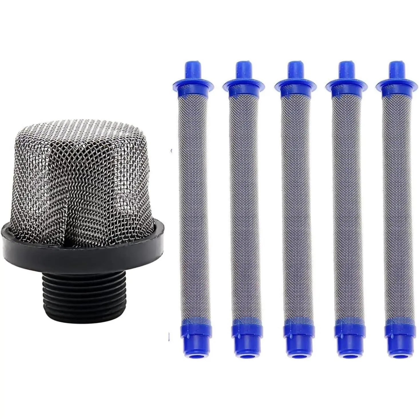 Airless Spray Filter Combination Kit - 1 x 288716 Stainless Mesh 3/4-Inch Inlet Strainer Thread, 5 Count 288749 60 Mesh Pump Filter for Airless Sprayers, 288716 Airless Sprayer Inlet Screen, Fits Graco Spray Models