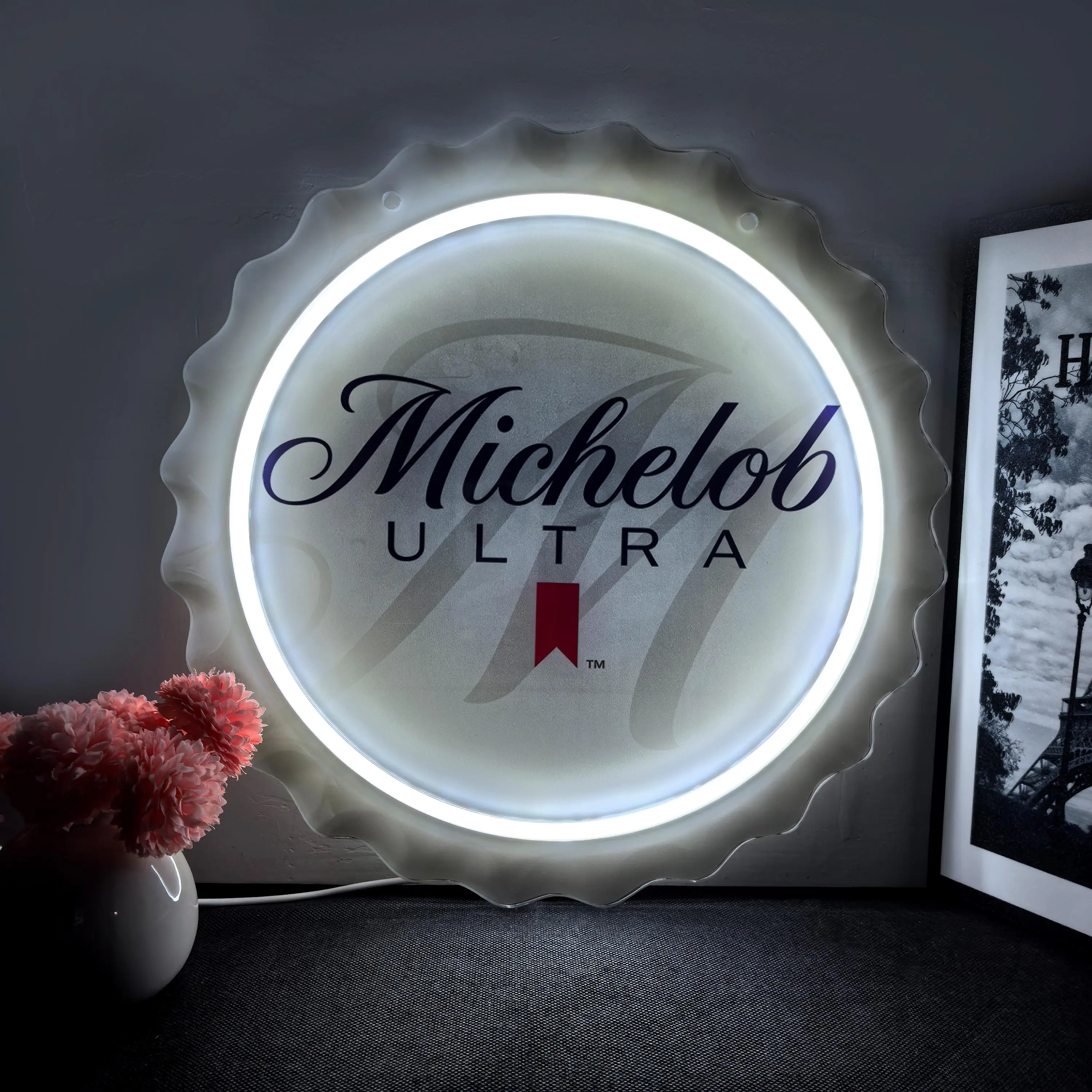 Beer Bottle Cap LED Neon Sign USB Powered Acrylic Neon Light Bar Man Cave Home Decor