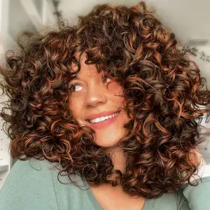 Women's 14 Long Coily Wigs with Bangs, Gorgeous Fluffy Synthetic Curly Wigs for Daily, Wear and Go Wigs for Holiday Dress-up Hair.