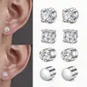 4 Pairs Of Magnetic Earrings Without Punching Ear Clips, Silvery Stainless Steel Punk Style Earrings, Safe And Painless Women's Earrings, Non Piercing Jewelry