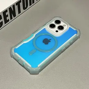Heavy-Duty Hard PC Reflective Case For iPhone 16 15 14 13 Pro Max Plus Magnectic Wireless Charging Protective Defender Cover