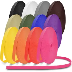 60 Yards Nylon Webbing 3/8" 3/4" 1" 1-1/2" 12 Rolls Webbing Strap for Indoor or Outdoor Gear, DIY Crafting, Repairing, 12 Colors