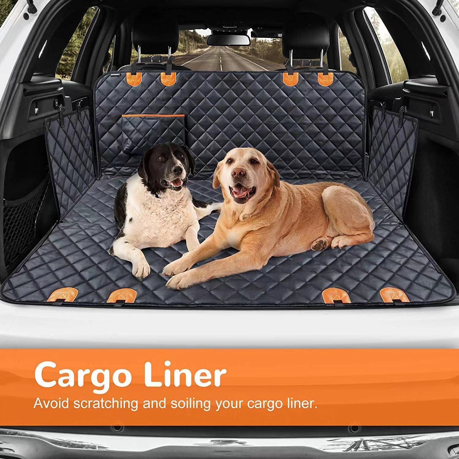 Dog Car Seat Cover for Back Seat Waterproof Extender Supports 400lbs Hard Bottom Quilted Design Secure Straps