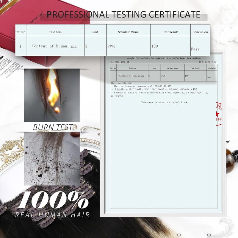 MORESOO Clip-in Hair Extensions Remy Human Hair Natural Straight 10-28inch Invisible Seamless Color Blend Easy Wear Black Hair Clip on for Women