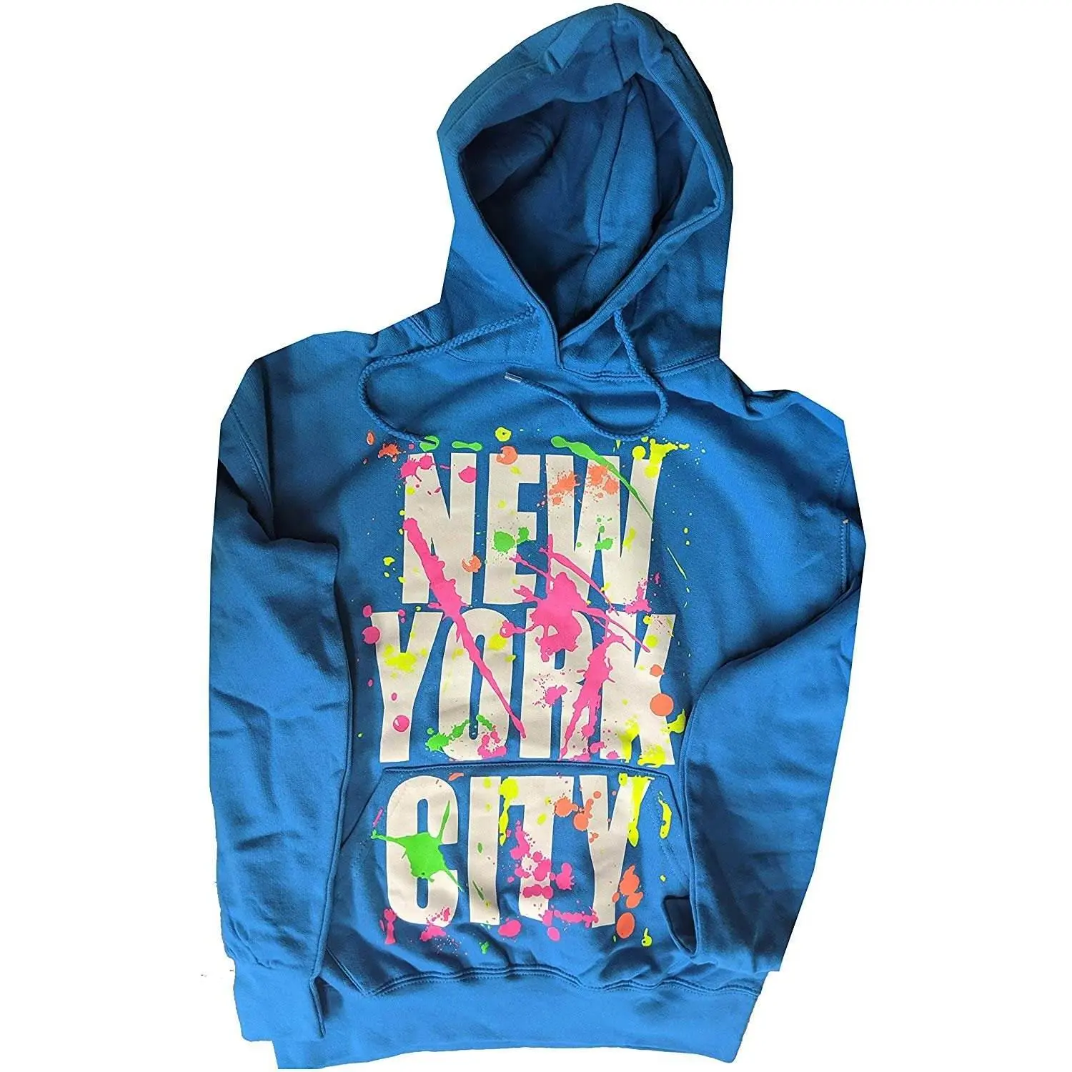 New York Paint Splash Hoodie Sweatshirt Adult Unisex Turquoise