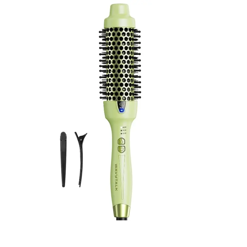 Wavytalk Thermal Brush Blowout Express 1.5" Ionic Heat Round Brush | Creates Smooth Shiny Blowout Look, Salon Blowouts, 3 Temp Settings Dual Voltage, Easy to Use Reduces Frizz, Green