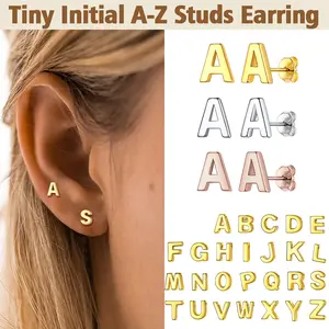 FindChic Tiny Initial A-Z Studs Earrings Hypoallergenic Letter Stud Alphabet Earrings Simple Everyday Jewelry For Women Men Girlfriend Boyfriend