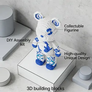 Bear Series 3D Puzzle Building Blocks Decoration, Bookshelf Home Office Cabinet Decor, Party Living Room TV Stand Display Gift
