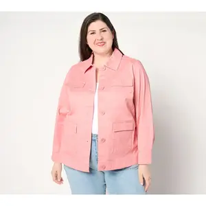 Denim & Co. Adaptive EasyWear Twill Button Front Jacket