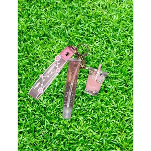 Pink Happy Moments Liquid Acrylic Keychain with lipgloss