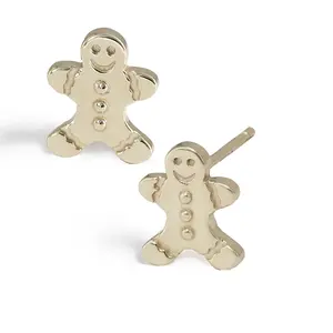 SONIA HOU Gingerbread Holiday Stud Earrings - 18K Gold Over Sterling Silver | Small Christmas Festive Accessory | Minimalist Chic Fine Jewelry Gift