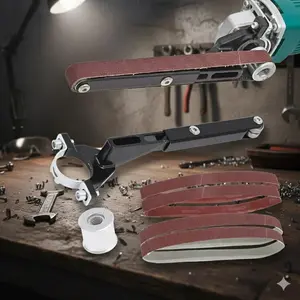 Industrial-Grade Belt Sander Kit for Angle Grinder: Convert 115/125mm Grinder to Portable Sanding System, Durable Anti-Slip Bracket for Efficient Polishing, DIY Wood Metal Surface Finishing Tool, Mini Grinder Attachment Set, Angle Grinding Tools