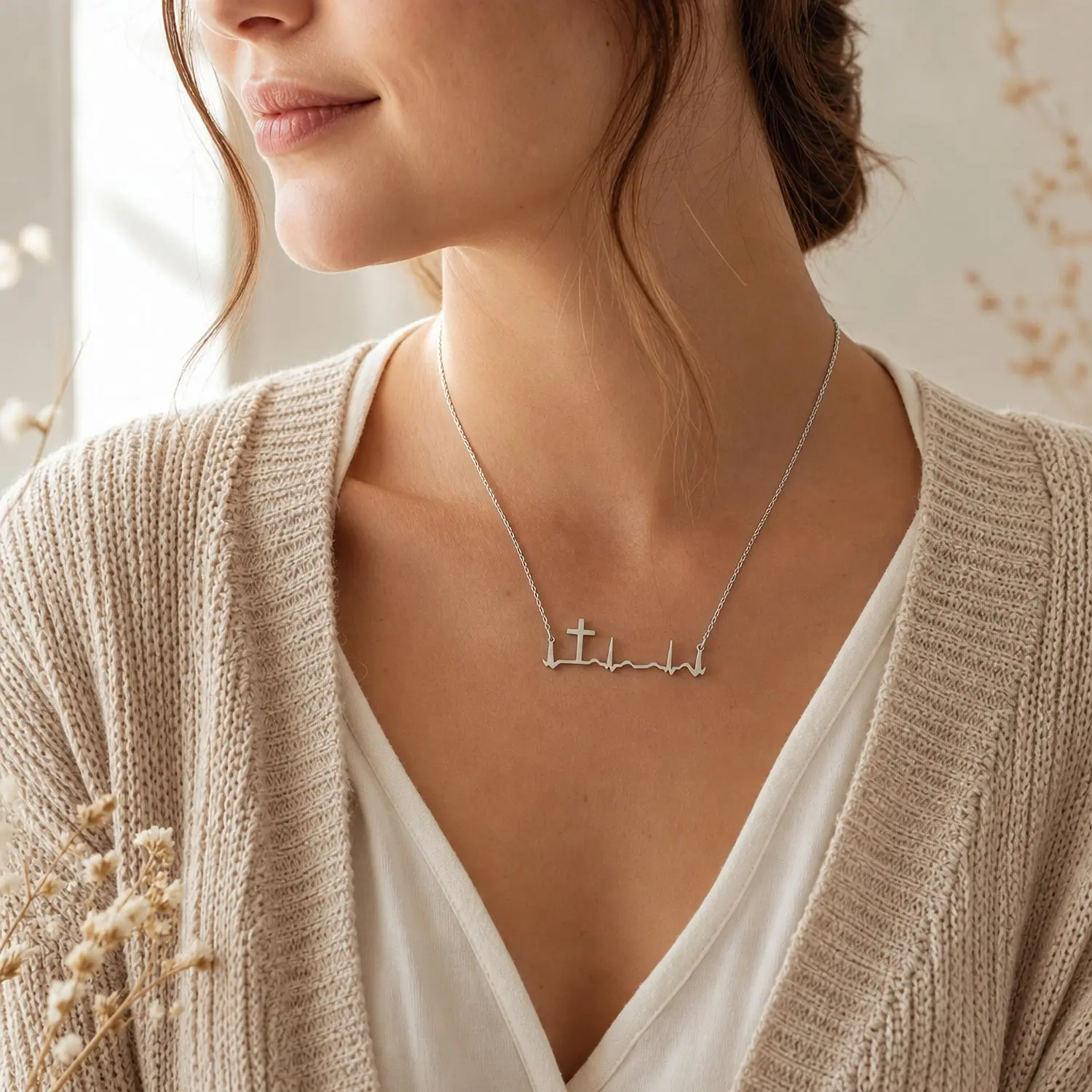 My Giving Store Short Heartbeat Cross Necklace - Yes Fashion Costume Jewelry Accessory, Chain Jewelry Necklaces