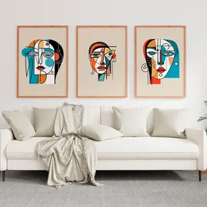 Unframed, Room Decor, Picasso Print Set of 3, Picasso Faces Line Art, Modern Pop Art Gallery Poster