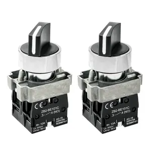 2Pack Black 3-Position Selector Switch 2NO Metal Head Switch Ith: 10A, Ui: 600V, Uimp: 6kV, AC15 240V-3A, CE