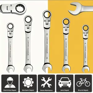 5-Piece 6-10mm Heavy-Duty Industrial Dual-Use Wrench Set Adjustable jaws with ratchet mechanism Durable metal construction Ideal for automotive maintenance and plumbing repairs Manual tool set Mechanical repair Automotive tools Hand tools