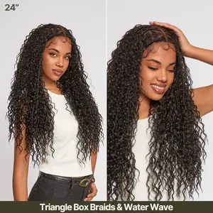 Frodio Veralux™ Fiber Full Lace Boho Braids Synthetic Box Braid Wig – Grid-Part Top with Mixed Boho Curls #summervibes