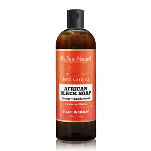 It's Pure Natural African Black Soap Orange & Sandalwood 16oz Face Body & Hair Wash 100% Natural Made in Ghana