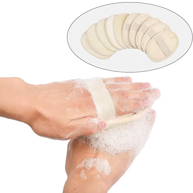 10 Pcs Exfoliating Loofah Sponge Pads - Natural Luffa & Terry Cloth, Body Scrubbers for Shower Bath Personal