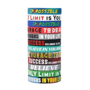 Silicone Sports Spring Colorful Bracelet - 12PCS Inspirational Quotes Silicone Weistband Indoor Recreation Equipment Summer Gift Gym Accessories Footaball Accessories Men Gifts Fall Gift Charistmas Gift