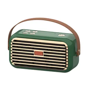 Retro plug-in wireless smart speaker with dual speakers, subwoofer, portable outdoor Bluetooth speaker