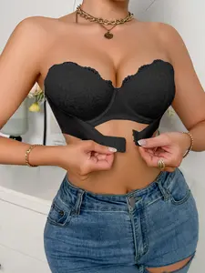 Women's Floral Lace Push Up Bra, Lace Bras, Comfortable Breathable Buckle Front Underwire Bra, Soft Lingerie for All Seasons Womenswear