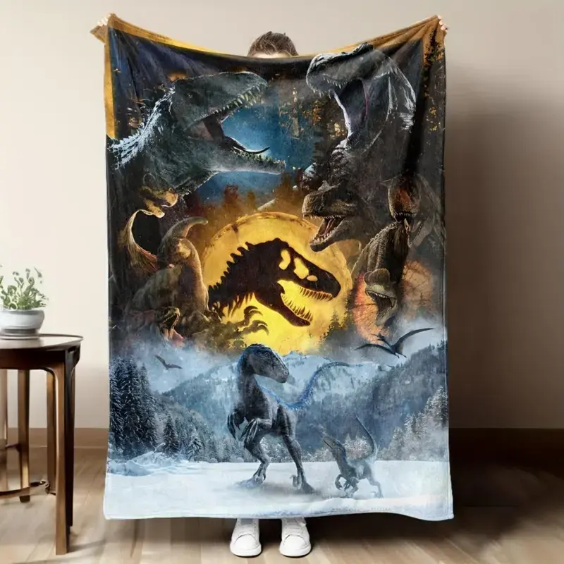 Soft Funny Throw Blanket Cute Flannel,Cool Dinosaur Pattern Printed Blanket,Warm Cozy Blankets For Couch Bed Sofa Car Office Camping Travelling,Gift Blankets Suitable For All Seasons