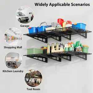 2 Pack 2x6ft Garage Storage Shelving Wall Mounted, 24-inch-by-72-inch 1600 Lbs Heavy Duty Sturdy Storage Shelves, Wall Shelves Folding Storage Garage Organization for Warehouse, Laundry