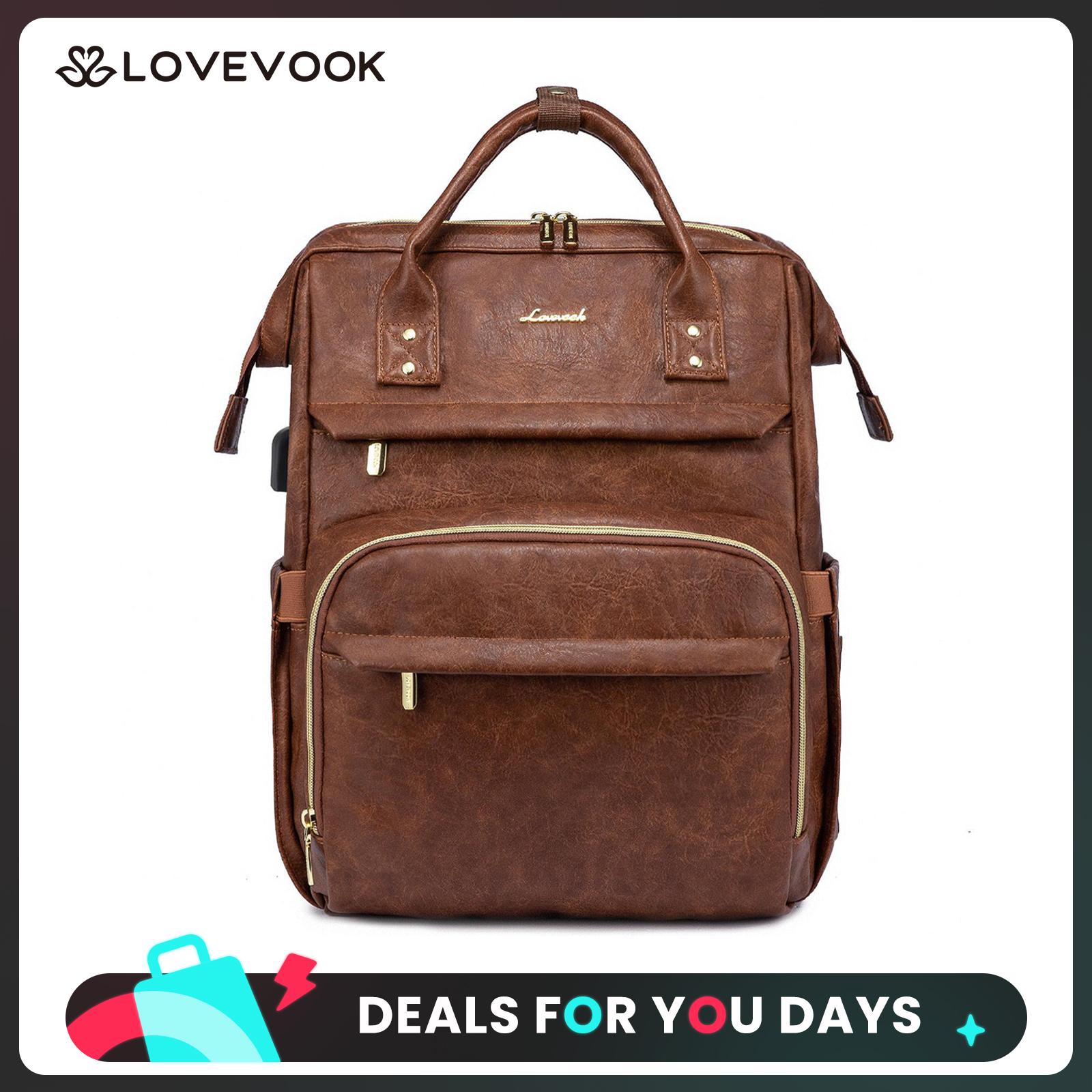 LOVEVOOK Vegan Leather Laptop Backpack with USB Port for Women - College,  Business, Work, Teacher, Travel, School Backpack,DealsForYouDays