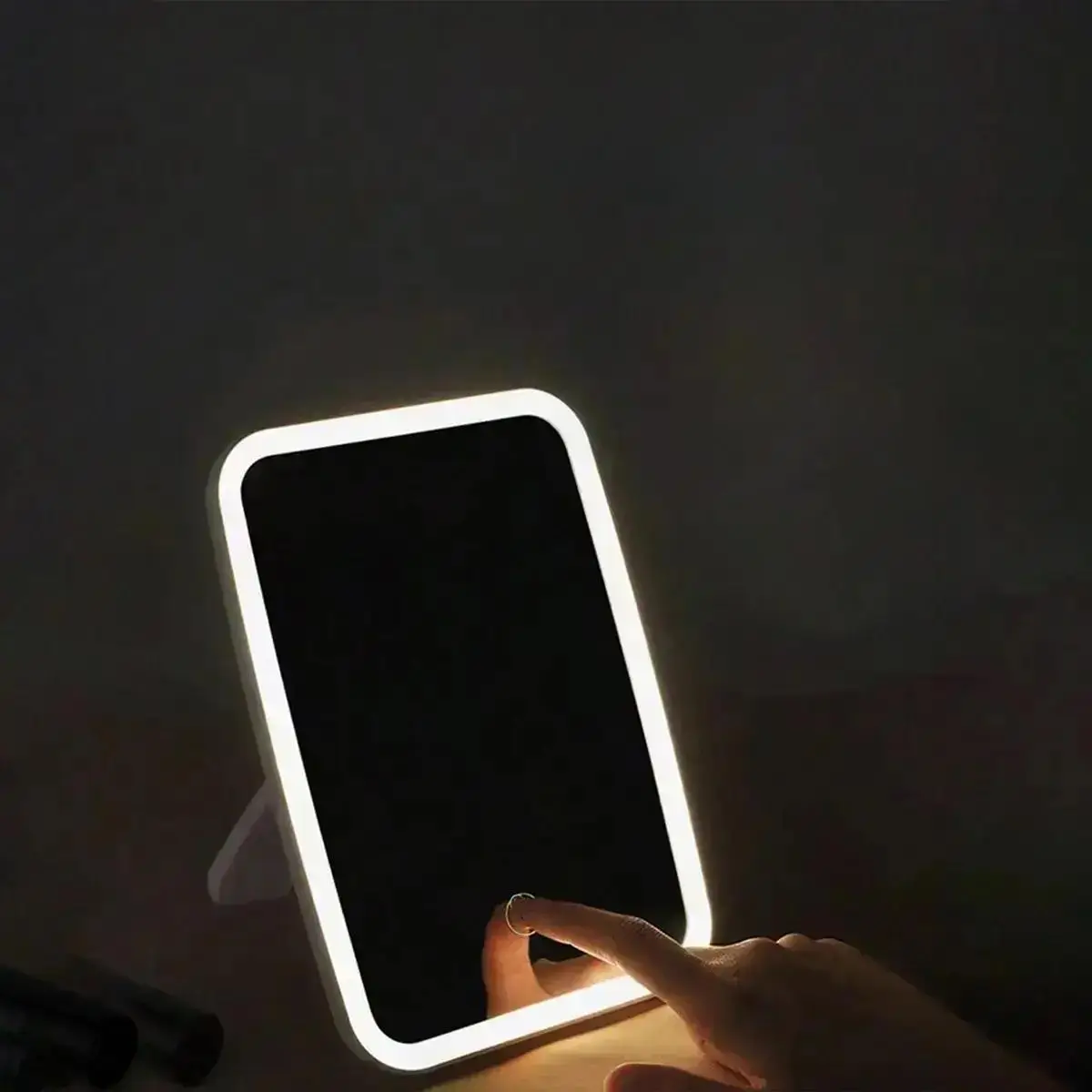 Girly Bedroom Accessories LED Makeup Mirror with Light, Portable Foldable Cosmetic Vanity Mirror for Dressers, Desktop Mirror for Home, Dormitory, Bed