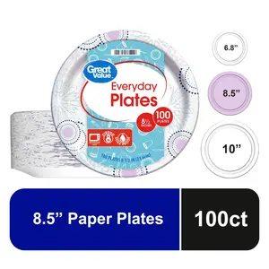Disposable Paper Plates, 8.5 Inch, 100 Count, Strong Everyday Plates for Meals & Parties