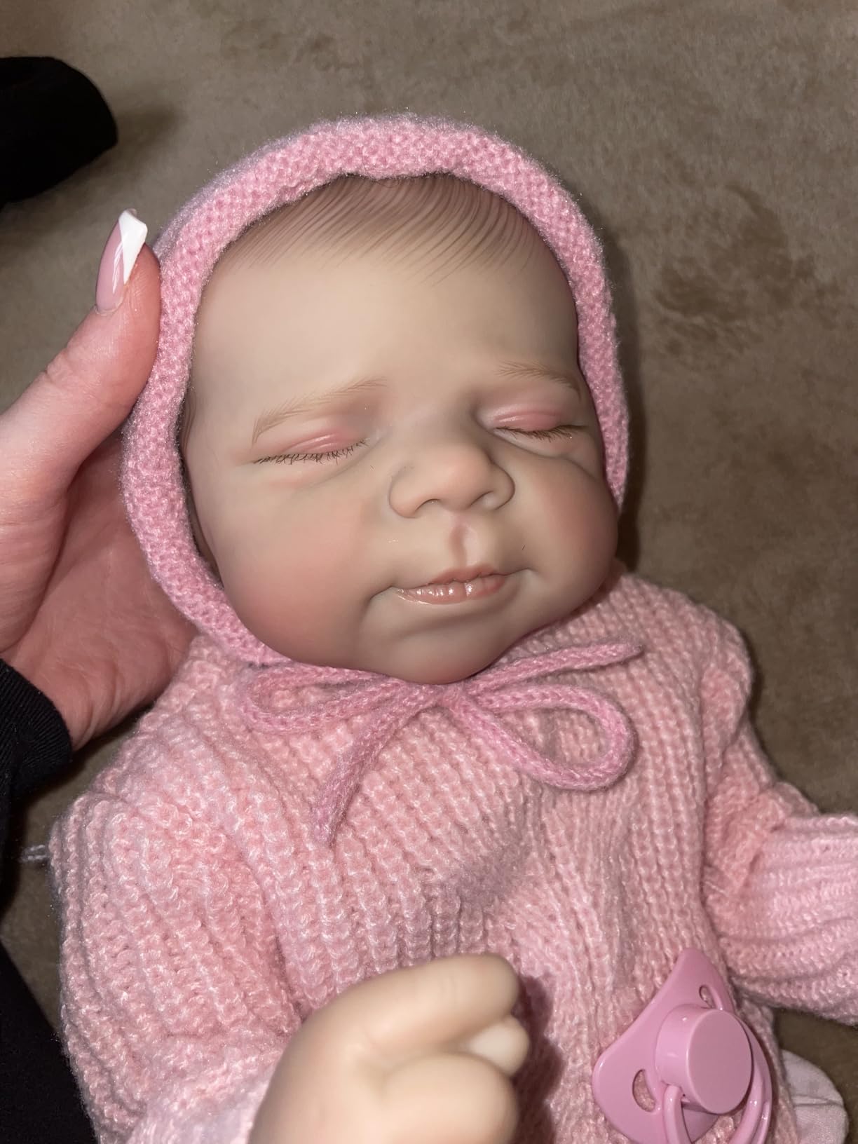 Lifelike Reborn Baby Doll - 18in Full Vinyl Unisex Newborn Doll, Handmade Painted Hair, Washable Collector Display Toy, Child Birthday Gift