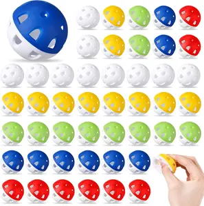 50 Pack Practice Golf Balls Limited Flight Plastic Impact Golf Balls 1.65 Inch Hollow Soft  Resistant EVA  Realistic Feel for Indoor Outdoor Swing