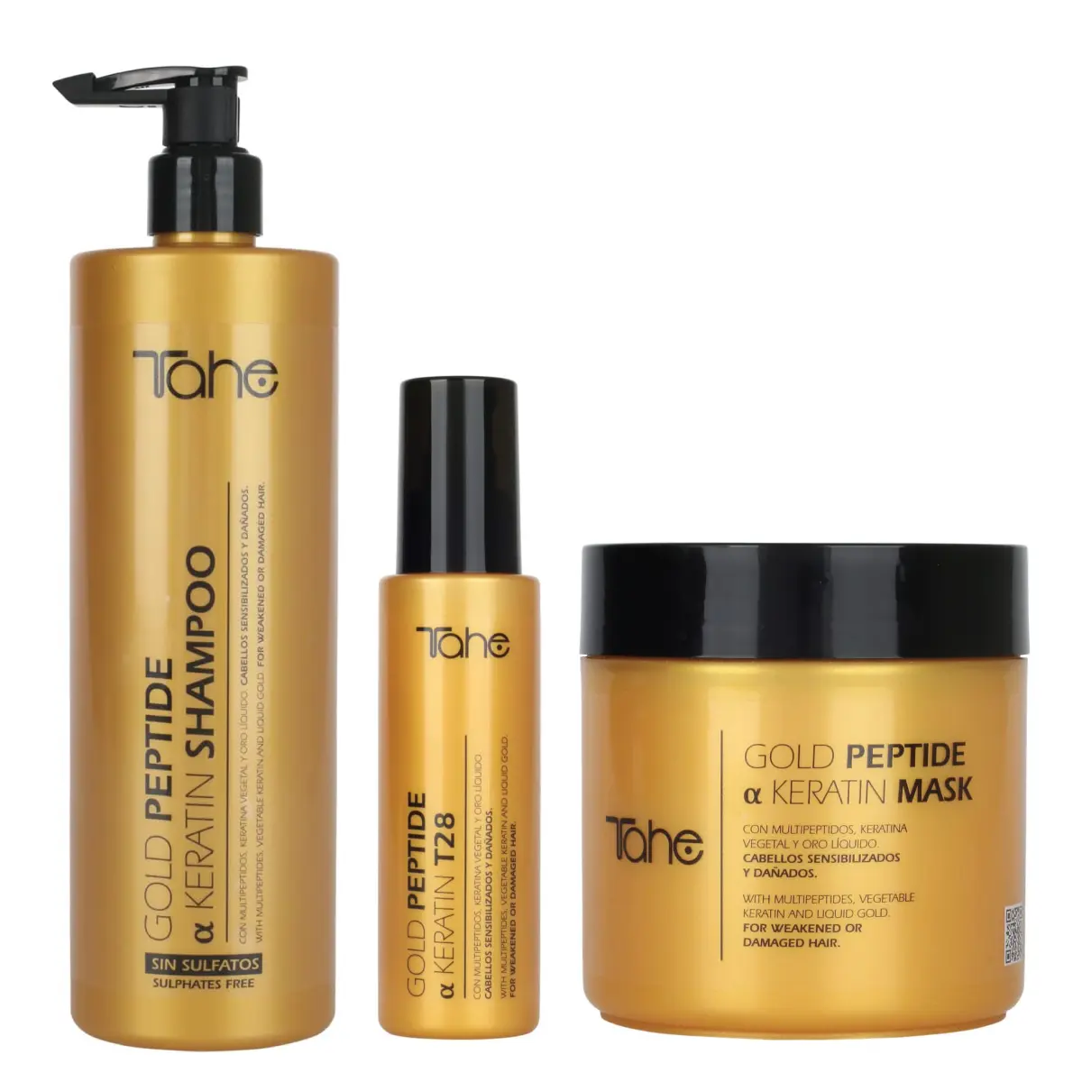 Tahe Gold Peptide Dry Hair - Shampoo + Mask + Leave On Serum T28 Tahe Gold Peptide Dry Hair - Shampoo + Mask + Leave On Serum T28