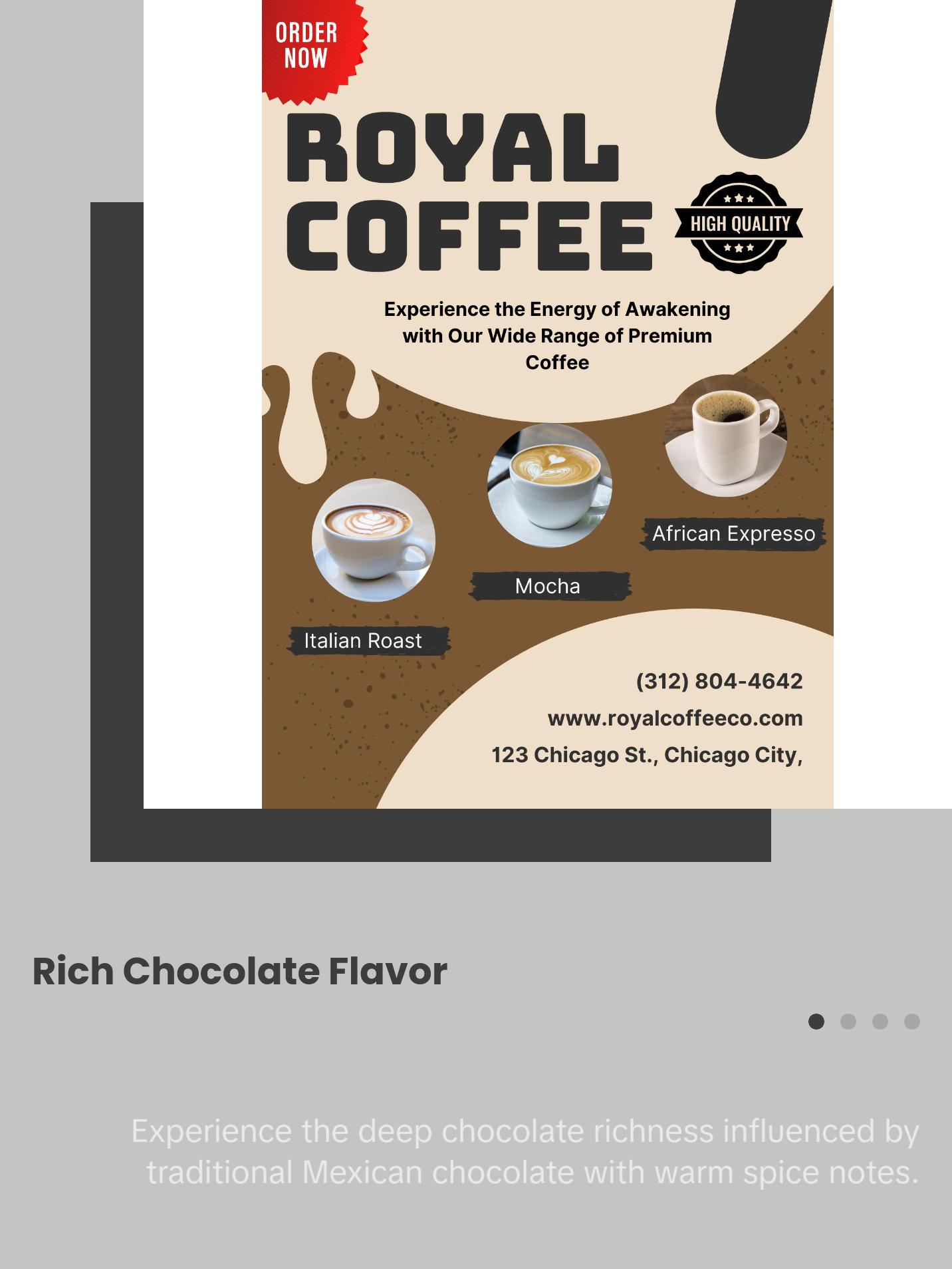 Royal Mexican Chocolate Freshly Roasted Flavored Coffee, (Mexican Chocolate) (Whole Bean)