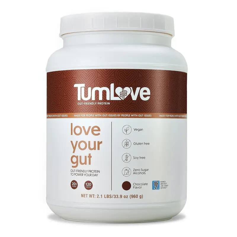 TumLove Vegan Protein Powder - Low FODMAP Certified, Gluten-Free, Dairy-Free, Soy-Free, 100% Gut-Friendly & Non-Bloating