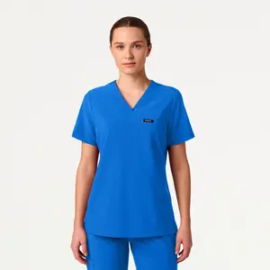 Rhena Essential 1-Pocket Scrub Top, UltraLAST 4-Way Stretch Fabric, Water-Repellent, Wrinkle & Fade Resistant, Comfortable & Durable Medical Wear Nurse Uniform Fit