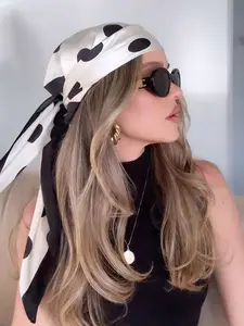 1 piece of French retro polka dot satin square scarf, fashionable and versatile headscarf, multi-purpose bandana for photo shooting and atmosphere decoration