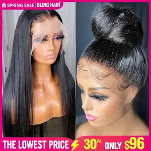 Bling Hair Straight 360 Lace Frontal Human Hair Wigs HD Transparent Lace Melt All Skins Wig Raw Virgin Hair 150% Density