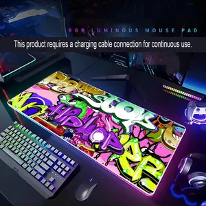 Graffiti Art Mouse Pad Rgb Xxl Laptop Mat Gaming Led Mousepad Backlit Keyboard Gamer Girl Table Pads Desk Desktop Accessory
