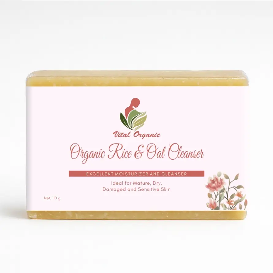 Organic Rice & Oat Face Wash for Hydration - Soothing Cleanser for Sensitive, Acne Prone & Mature Skin - For Adults, 110g, Facial Wash, Daily, Moisturizing, Gentle, Oats & Rice, All Skin Types