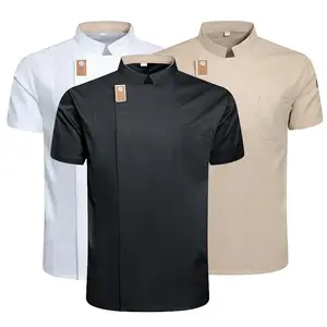 Neutral Chef Jacket Summer Kitchen Shirt Hotel Restaurant Waiter Uniform Bakery Catering Work Clothes Hotel Cooking ClothesRAIMENTRY