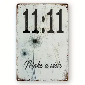 1 Vintage "Wishing" Sign - A retro-style wall decoration with an aged dandelion pattern, perfect for homes, bars, men's spaces, and garages - Durable, fade-resistant vintage poster, garage art |   Vintage Wall Decoration |,summervibes