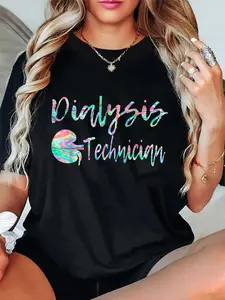 100% Cotton Unisex Dialysis technician colourful design T-Shirt