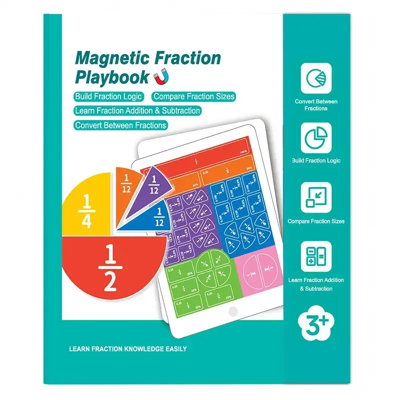 Magnetic Fraction Educational Puzzle Set - Magnetic Fraction Tiles & Circles Math Manipulatives for Elementary School Kids, Montessori Learning Toys, Perfect for Christmas, New Year & Birthday Gifts, Black Friday & Cyber Monday Deals