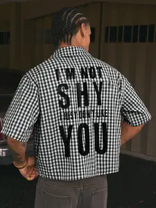 Men's Plaid Print Button Shirt, Casual Graphic Shirt, Casual Fitted Woven Fabric, Summer Fashion Street Style, Trendy Outdoor Wear, Shortsleeve Comfortable and Stylish, Casual Fashion Top