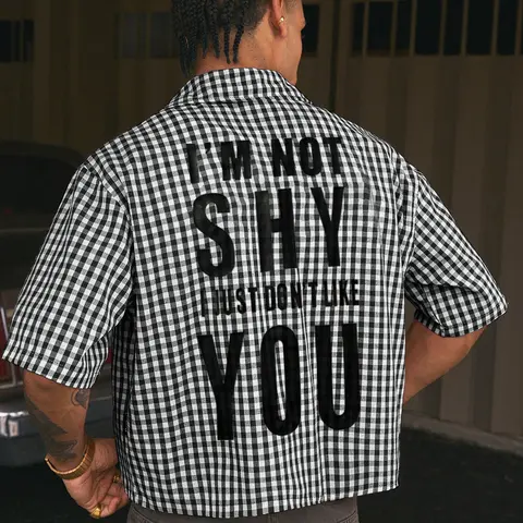 Men's Plaid Print Button Shirt, Casual Button Up, Casual Graphic Shirt, Casual Fitted Collared Woven Fabric, Summer Fashion Street Style, Trendy Outdoor Wear, Shortsleeve Comfortable and Stylish, Casual Fashion Top, Casual Summer Clothing