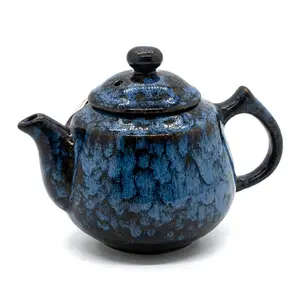 Stunning Blue Kiln-Glazed Ceramic Teapot | One-of-a-Kind Art，Mesmerizing Blue-Black Kiln Change Teapot | Handcrafted Ceramic | Premium Tea Experience，Unique Kiln-Glazed Ceramic Teapot | Blue Wave Pattern | Perfect for Tea Lovers